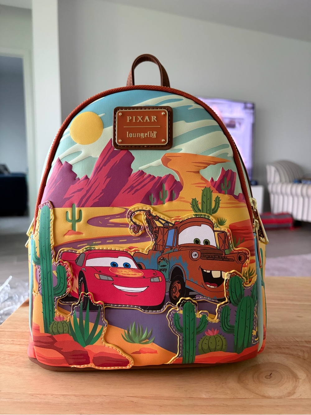 Loungefly Pixar Cars Colorful Red & Brown Mini Backpack